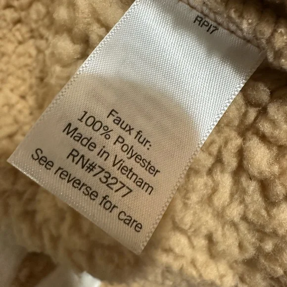 SO Tan Teddy Jacket with White Floral Design - Picture 7 of 8